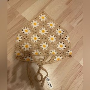 NWT Crochet Floral Headwrap/Head Scarf Granny Squares - Women’s Hair Accessory